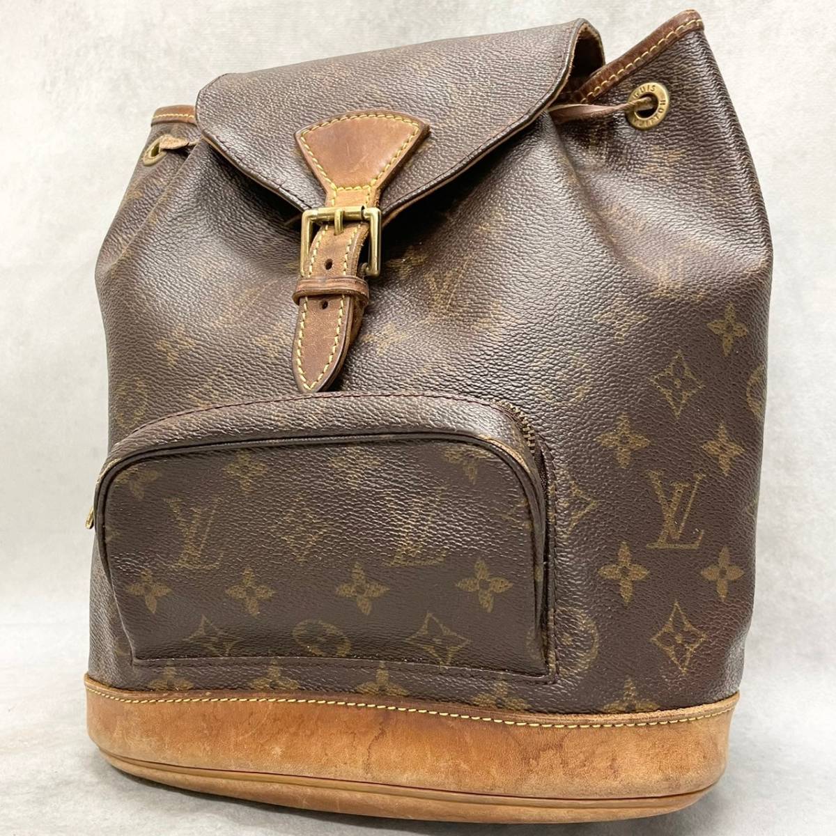 1円〜 美品 LOUIS VUITTON ルイヴィトン モノグラム モンスリ M51135 リュック バックパック ゴールド金具 _画像1