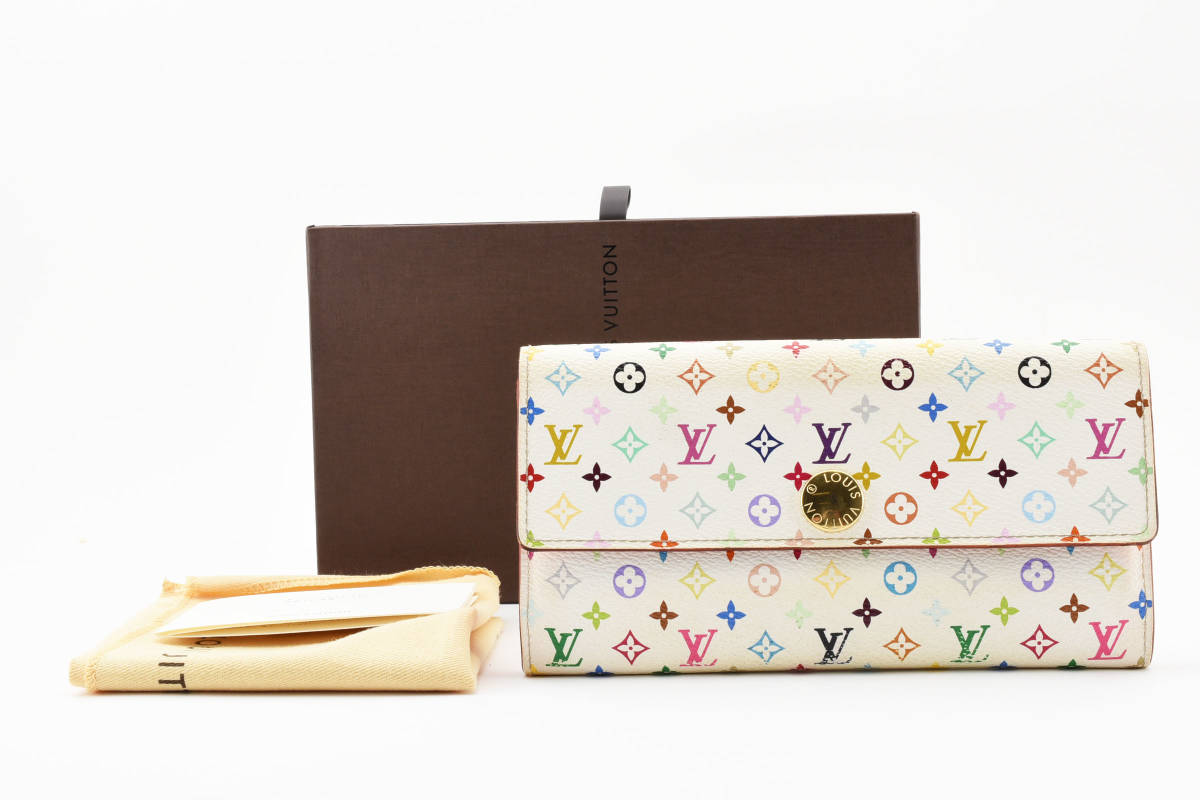 1円〜　美品 LOUIS VUITTON ルイヴィトン 財布 長財布　M93774 マルチカラー ポルトフォイユ サラ　モノグラム オレンジ _画像1