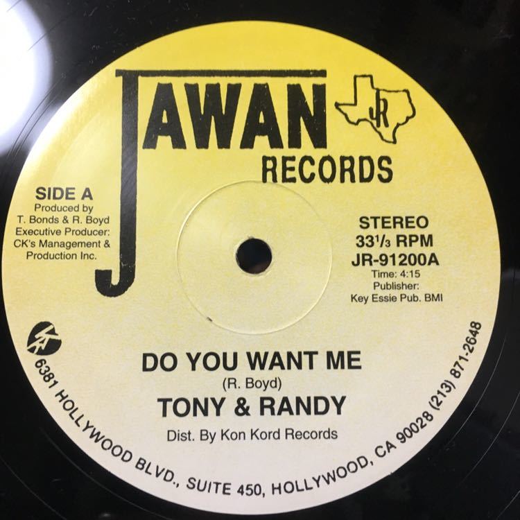 激レアnjs Do You Want Me / Tony & Randy オリジナル12インチ まず見