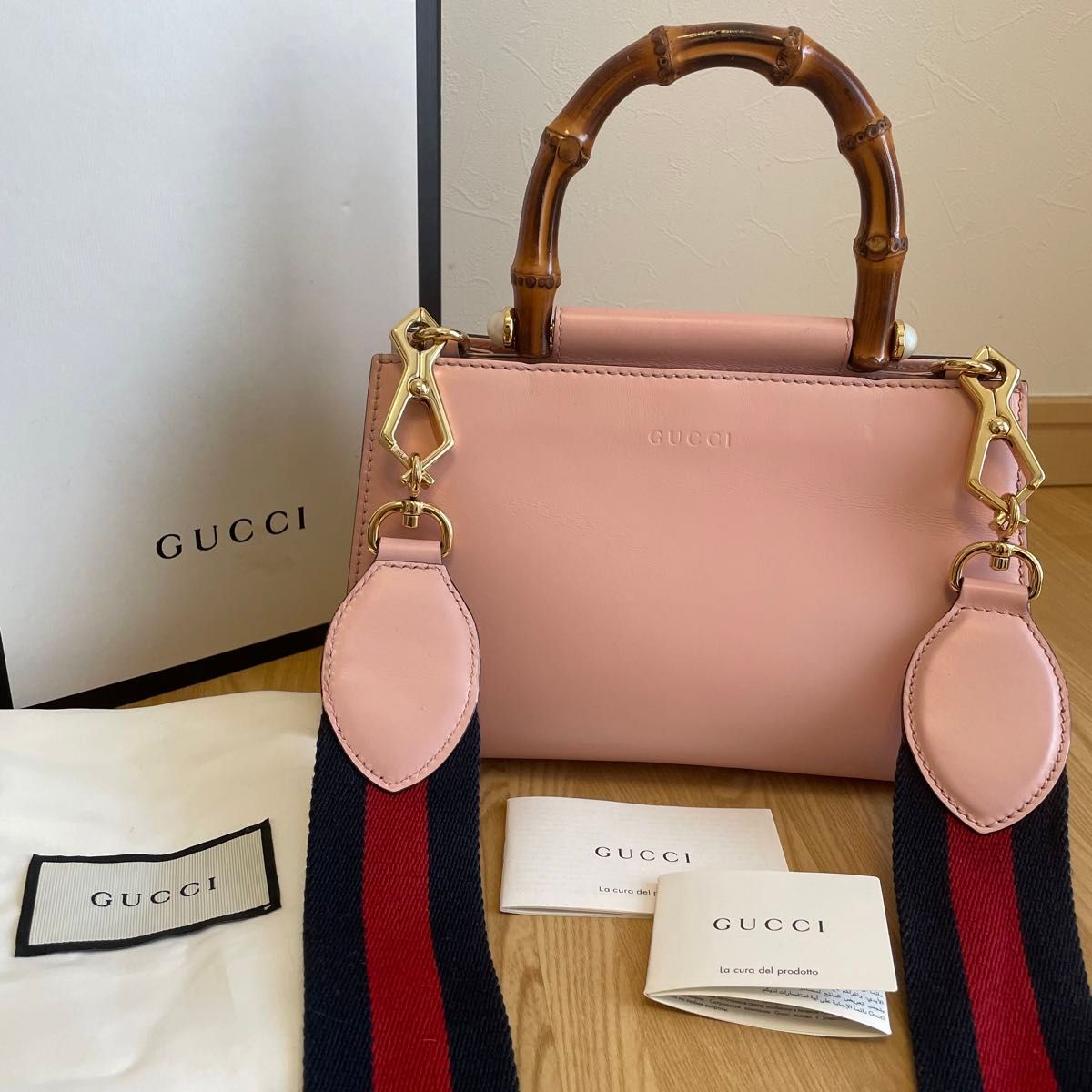 美品　GUCCI グッチ ニムフェア バンブー シェリーライン 2WAY ショルダーバッグ