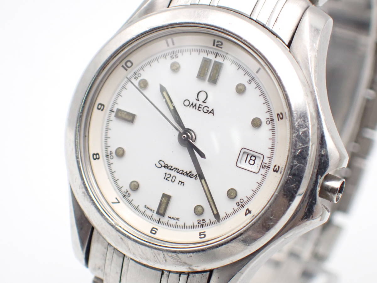 OMEGA オメガ QZ レディース腕時計 シーマスター 120M デイト 白文字盤 シルバーカラー/N031842