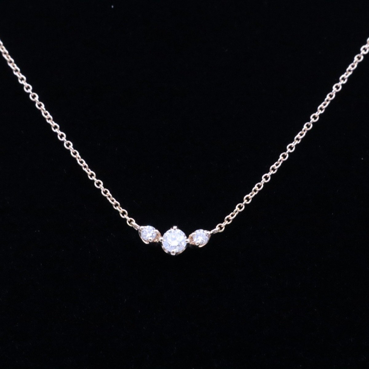 STAR JEWELRY Star Jewelry 3 камень линия колье K18PG/ бриллиант 0.10ct[... ломбард ]