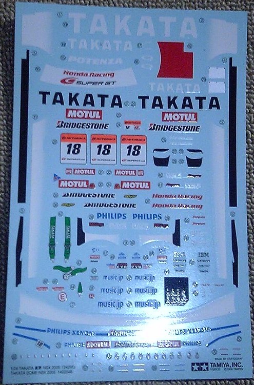 タミヤ 1/24 TAKATA 童夢 NSX 2005　品番24291用・カルトグラフデカール レターパック発送 _画像1