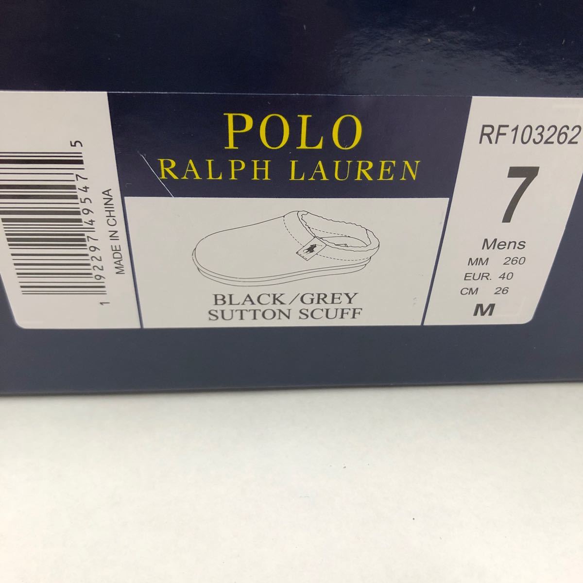 【送料無料】未使用 Polo Ralph Lauren ポロラルフローレン ボア フリース モック スリッポン サンダル US7 26cm ブラック 黒 小さめ