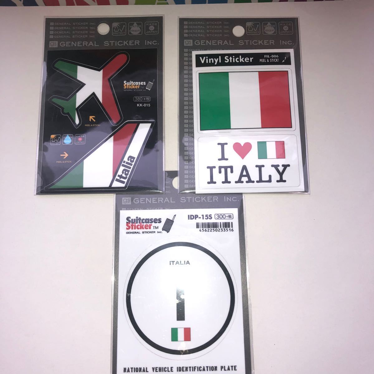 【送料無料】イタリア国旗ステッカー 3枚セット■フィアット車に 旅行 車 バイク スーツケースに シール_画像1