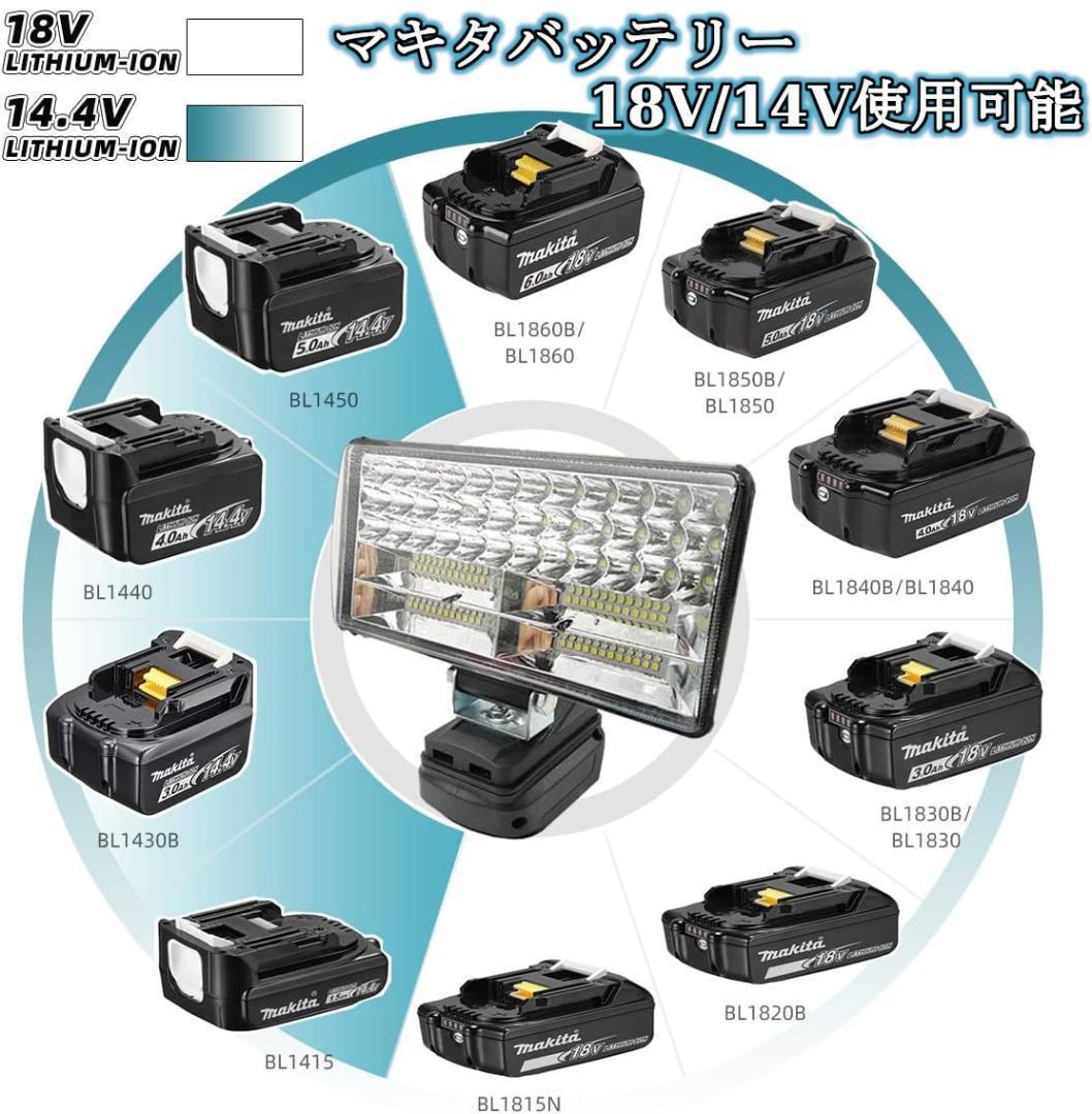 LEDライト ワークライト マキタ 互換 充電式 作業灯 USB DIY 照明 釣り 作業 キャンプ 防災 車中泊 メンテナンス_画像2