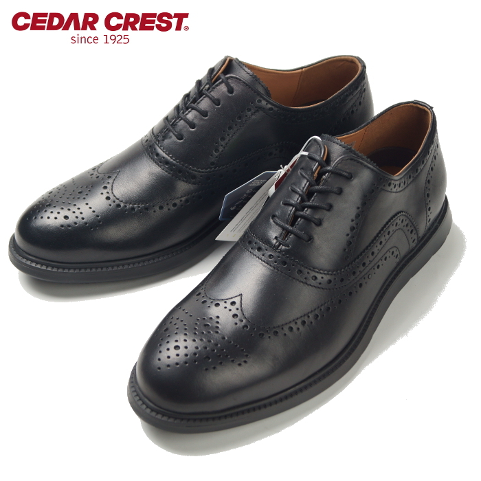 【新品・箱付】セダークレスト CEDAR CREST《伊 エクストラライト》軽量・クッション 上質本革 ウイングチップ ビジネスシューズ 黒 26cm_画像2