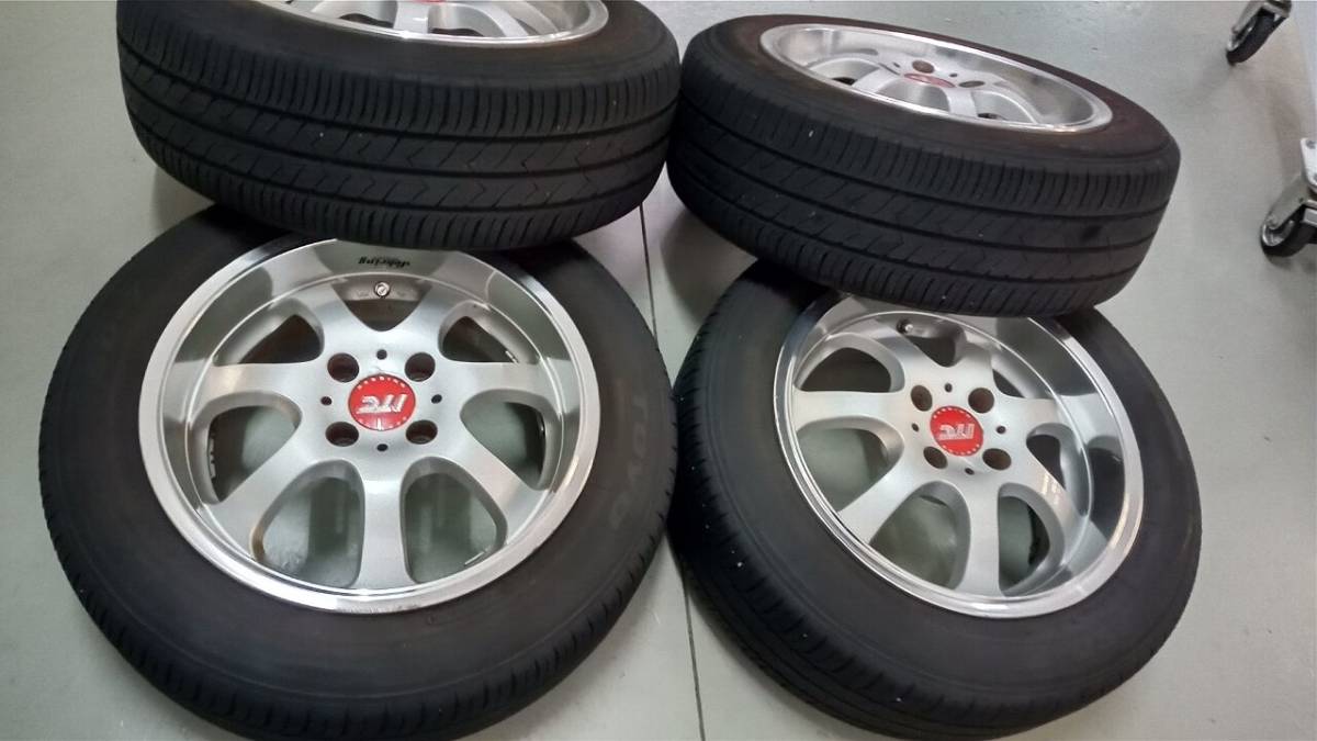 RAYS レイズ ITC 6.5J-15+38 4/100 トーヨータイヤ SD-7 185/60R15 リム深 スイフト マーチ 赤キャップ_画像1