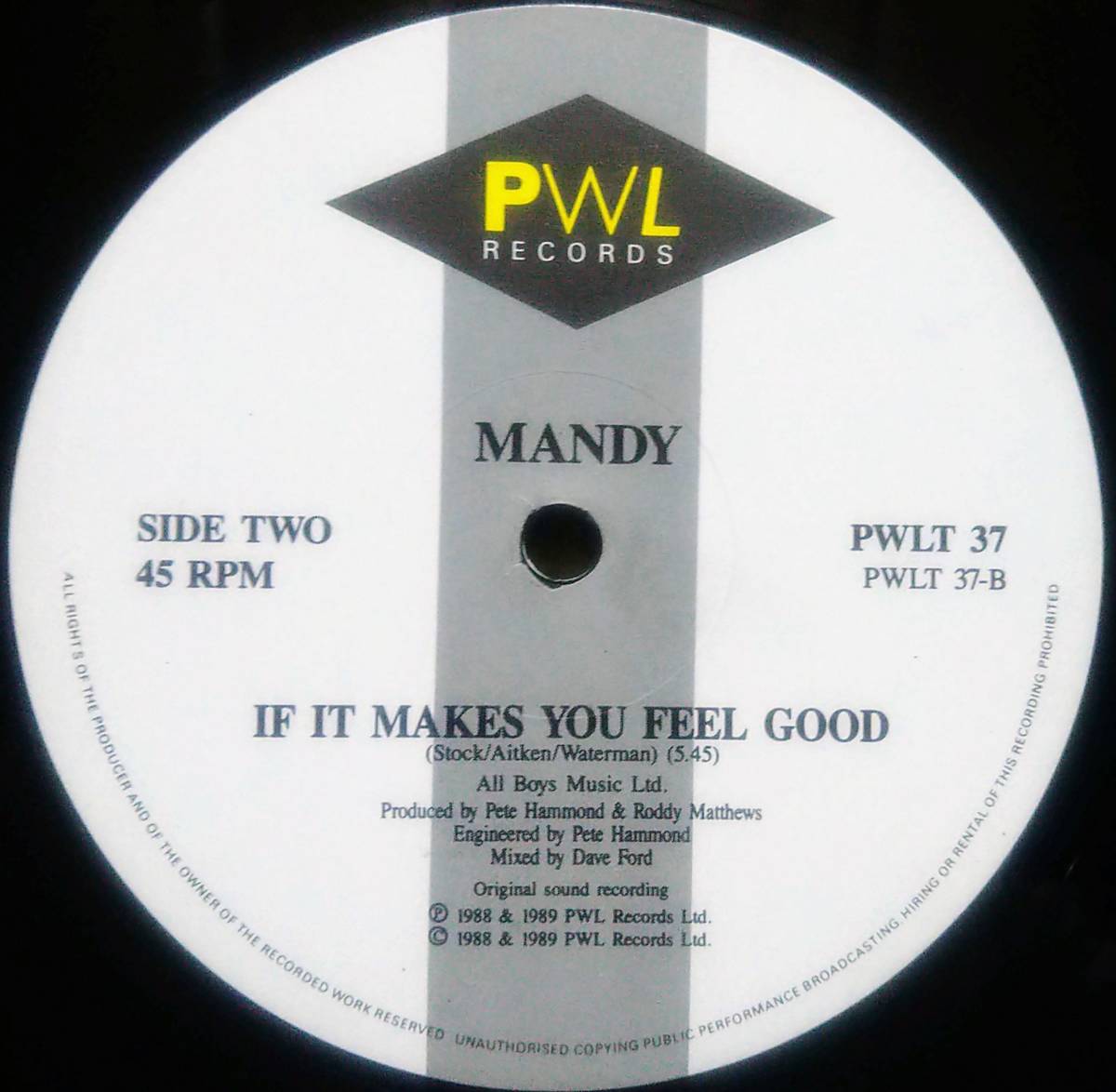 【12's Euro Beat】Mandy「Don't You Want Me Baby」オリジナル PWL UK盤_Side2