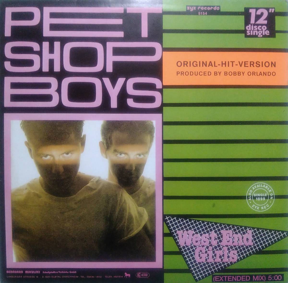 【12's 洋Pop】Pet Shop Boys「West End Girls」Extended Mix Germany盤_裏ジャケット