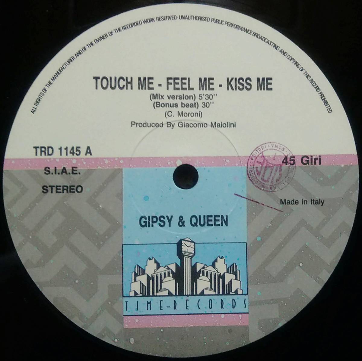 【12's Euro Beat】Gipsy & Queen「Touch Me, Feel Me, Kiss Me」オリジナル Italy盤の画像3