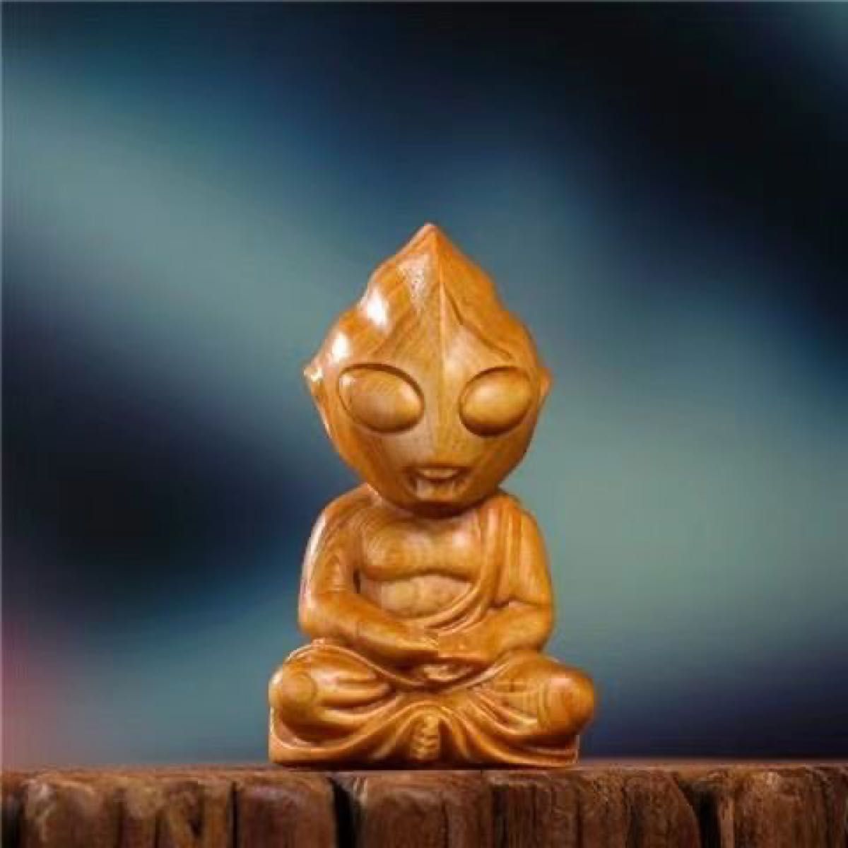 仏教美術　高級木材彫刻　天然木　静思　木彫り　可愛い坐像オブジェ　置物聖 實 高さ7cm 工芸品　
