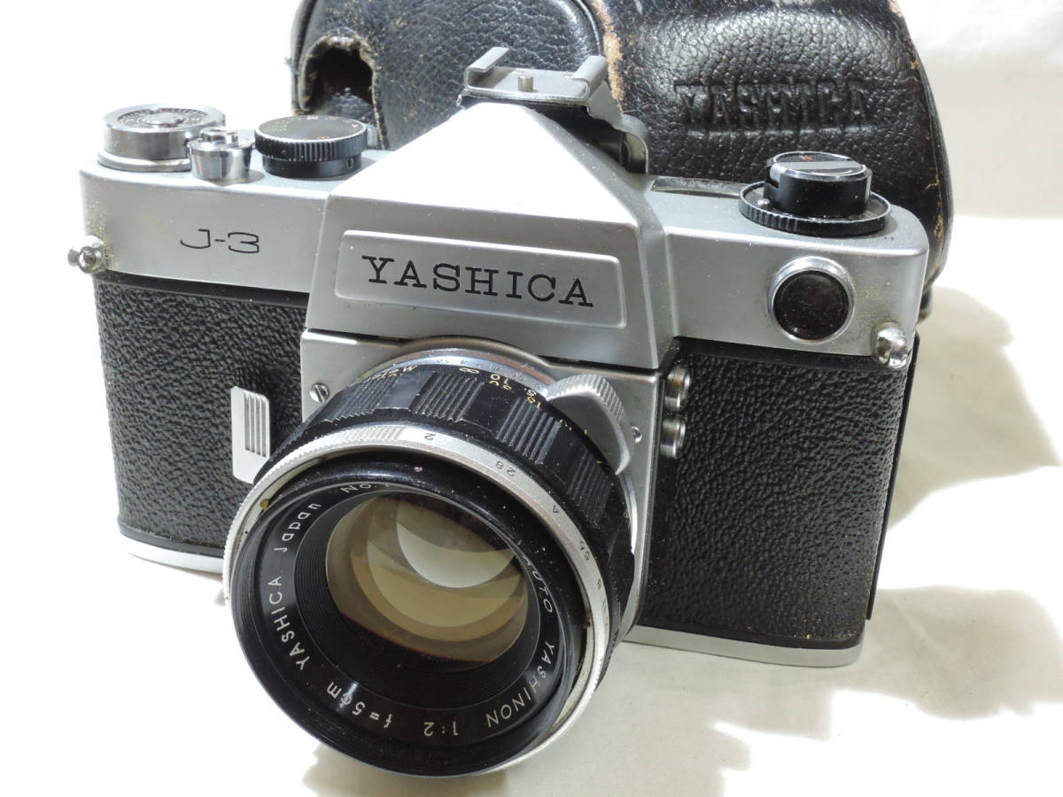 ジャンク ヤシカ／YASHICA AUTO YASHINON 5cm f2 (M42/131553)＋カメラ YASHICA J-3 シューアダプター/難有ケース付_画像1