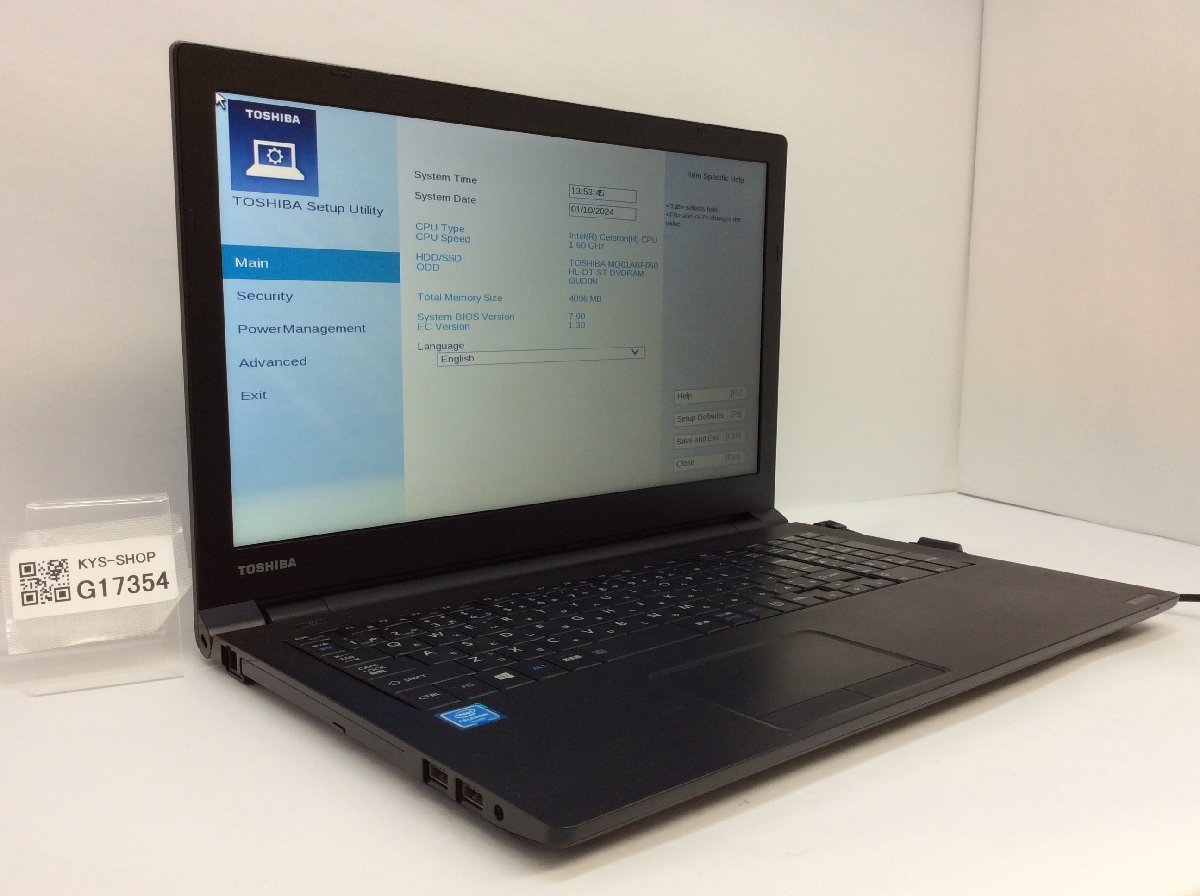 ジャンク/ TOSHIBA dynabook B45/B PB45BNAD4R5AD11 Intel Celeron 3855U メモリ4.1GB HDD500.1GB 【G17354】_画像1