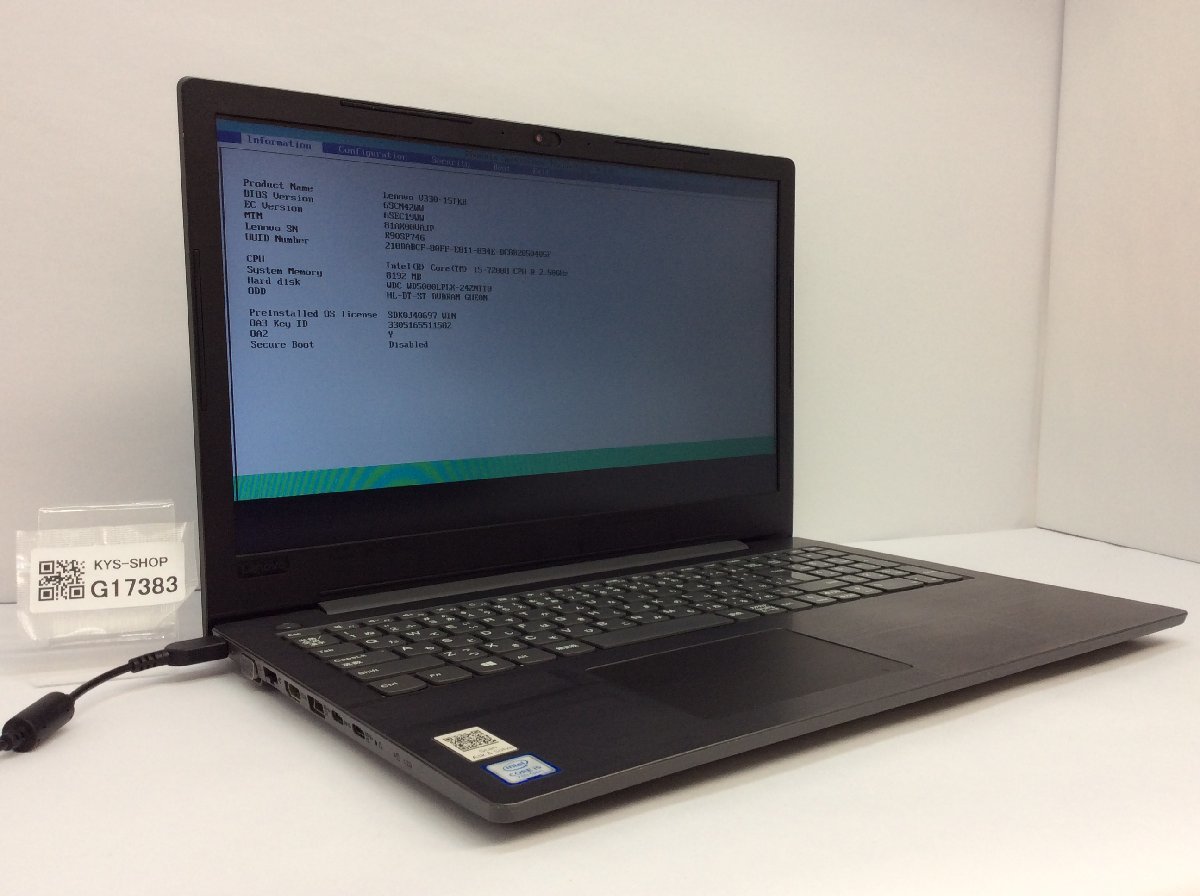 ジャンク/ LENOVO 81AX Lenovo V330-15IKB Intel Core i5-7200U メモリ8.19GB HDD500.1GB 【G17383】_画像1