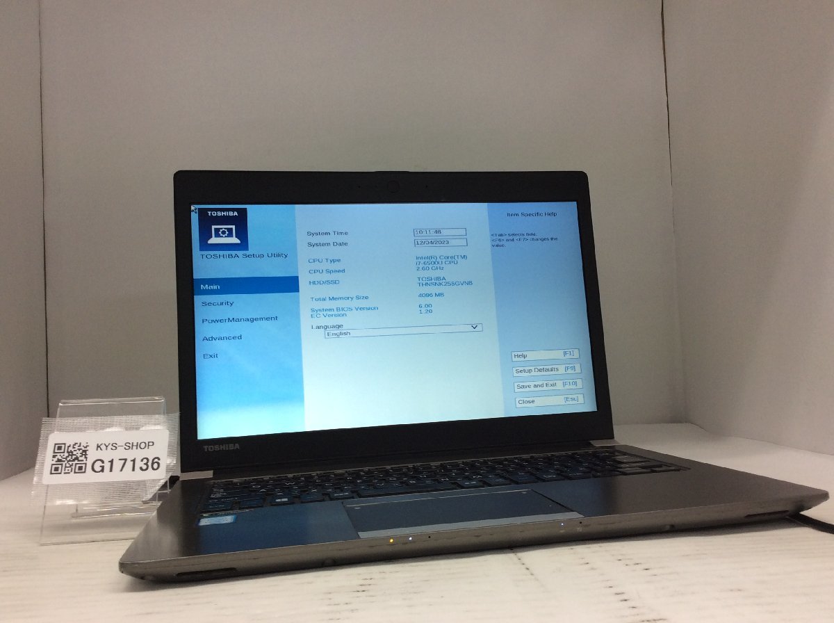 ジャンク/ TOSHIBA dynabook R63/A PR63ACAA33CAD81 Intel Core i7-6500U メモリ4.1GB SSD256.06GB 【G17136】_画像1