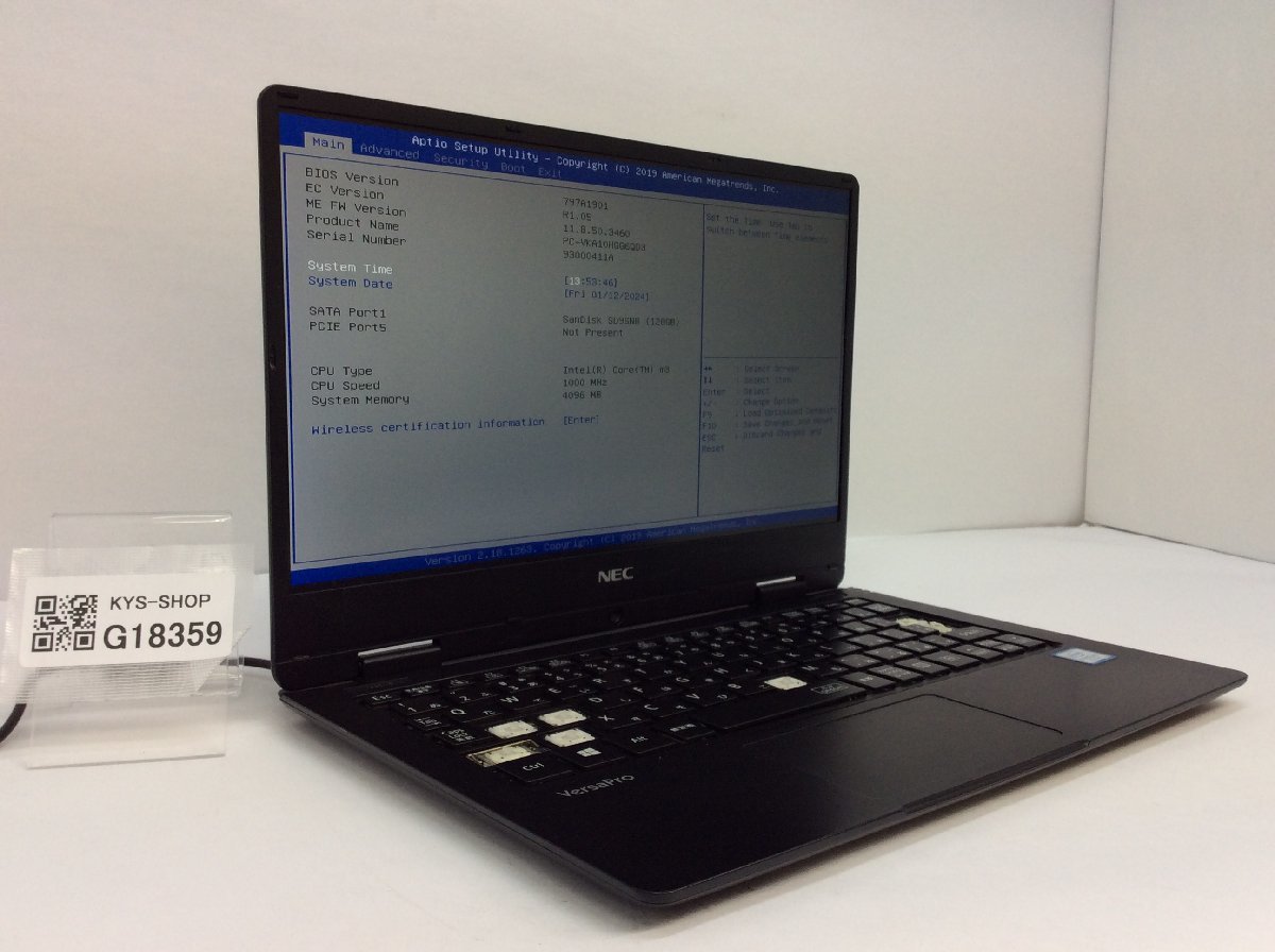 ジャンク/ NEC PC-VKA10HGG6QD3 Intel Core m3-7Y30 メモリ4.1GB SSD128.03GB 【G18359】_画像1