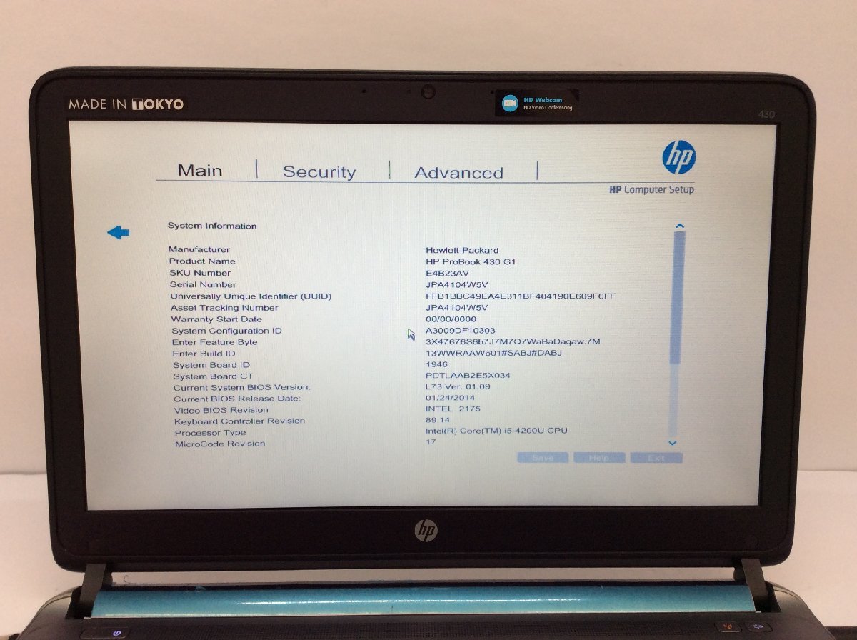 R ジャンク/ HP HP ProBook 430 G1 Intel Core i5-4200U メモリ4.1GB HDD320.07GB 【G17510】の画像5
