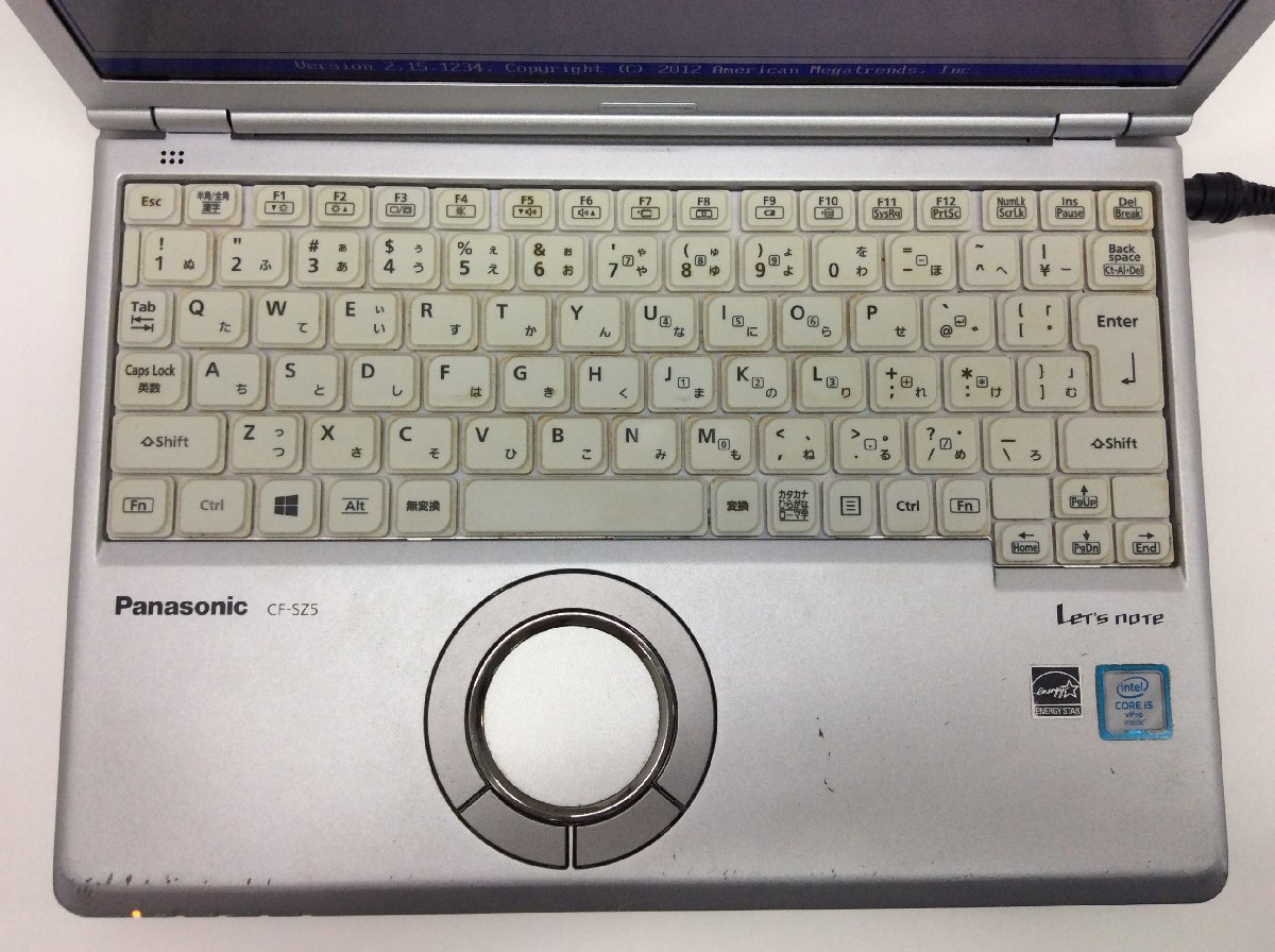 ジャンク/ Panasonic CF-SZ5ADCVS Intel Core i5-6300U メモリ4.1GB HDD320.07GB 【22091001-0221】_キーボードに黄ばみがあります