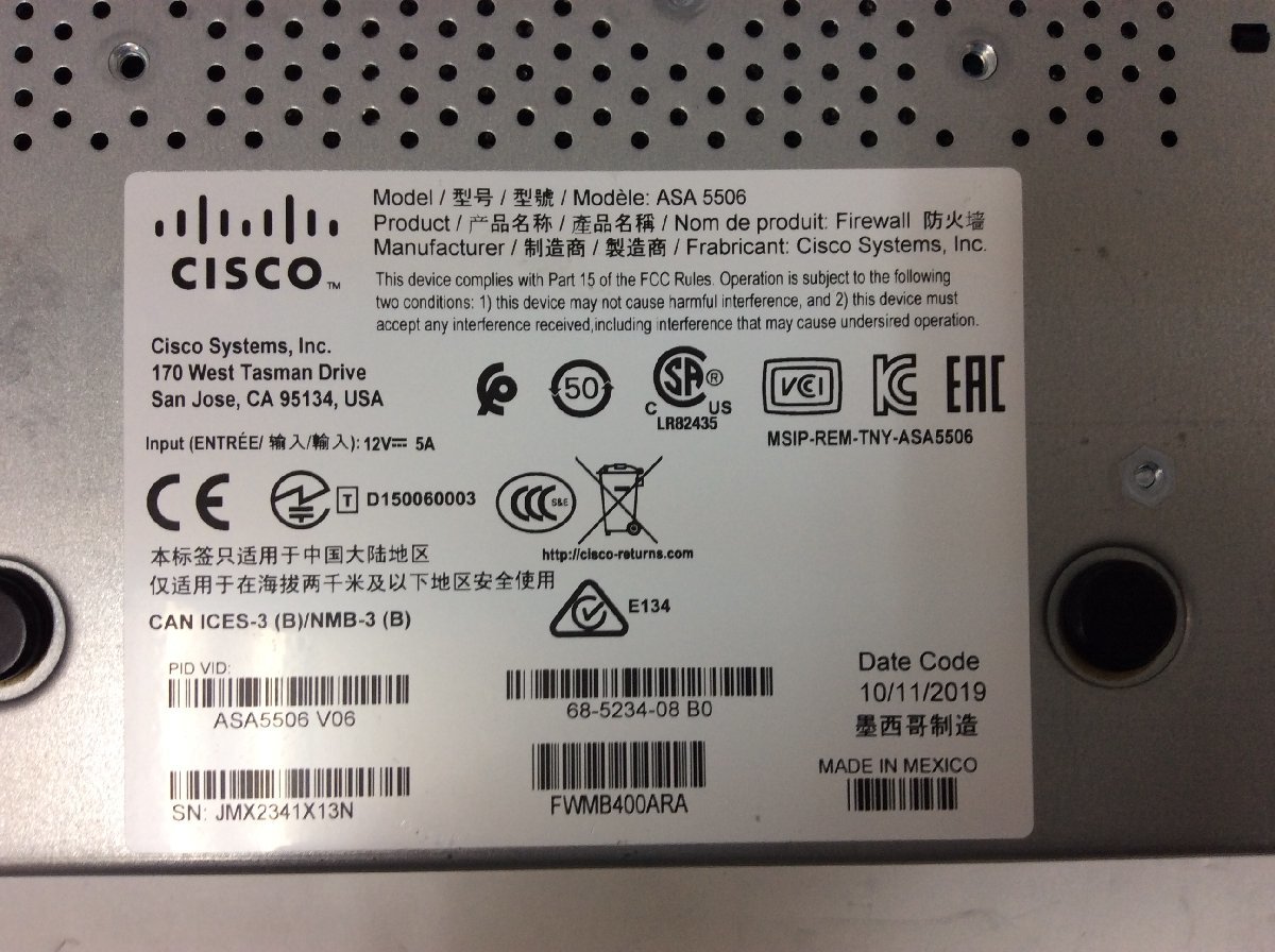 初期化済み CISCO/シスコ ASA 5500-X シリーズ ファイアウォール ASA 5506-X with FirePOWER services 搭載OS Version 9.8(1)の画像5