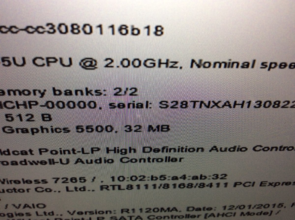 ジャンク/ VAIO VJP132 Intel Core i3-5005U メモリ4.1GB SSD128.03GB 【G18297】_液晶に写真では分かりにくい色ムラ多数あり