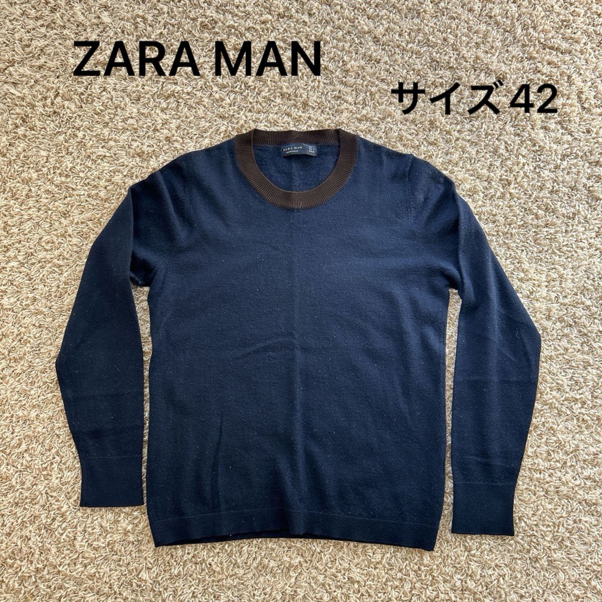 ZARA MAN   サイズ42    Lサイズ　ニット　ネイビー　ザラ