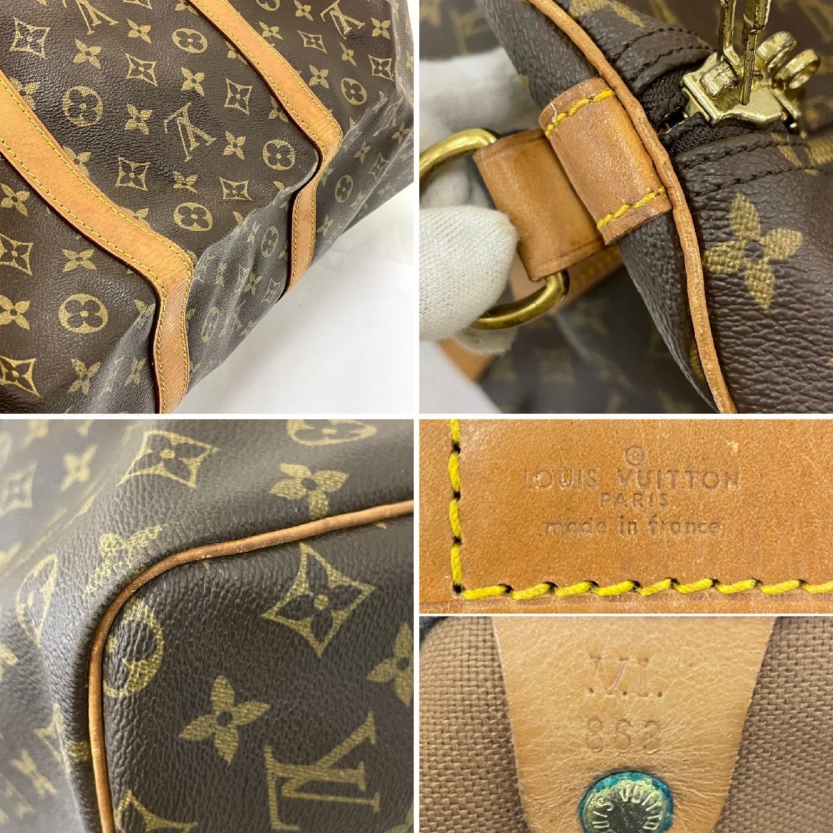 ◆ルイ ヴィトン LOUIS VUITTON◆モノグラム キーポル バンドリエール60 M41412 ボストンバッグ ネームタグ/ポワニエ付 メンズ レディース_折れ跡、レザーに剥げや黒ずみ、シミ汚れ