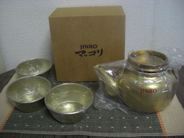 ◆JINRO◆マッコリ◆薬缶＆カップ3客セット◆非売品◆未使用品◆_画像1