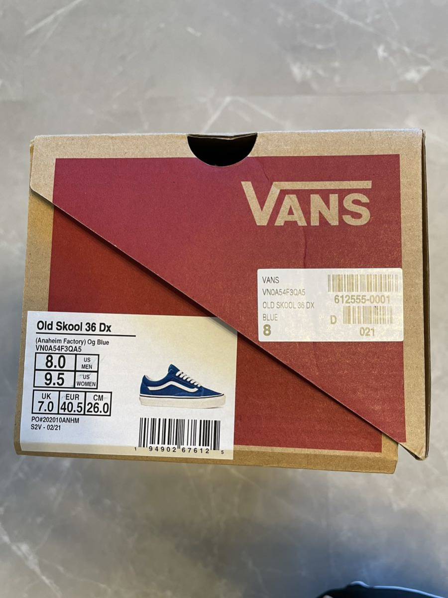 【未使用】VANSオールドスクール36DX 26cm US8 ブルー ヴァンズ OLD SKOOL VN0A54F3QA5 バンズ アナハイムファクトリー USA企画 _画像2