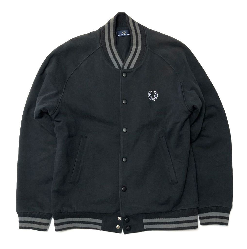 衝撃プライス！【ファン待望モデル！】【FRED PERRY フレッドペリー】フロントボタンジャケット【サイズM】ブラック ロゴ刺繍 N-X38_画像1