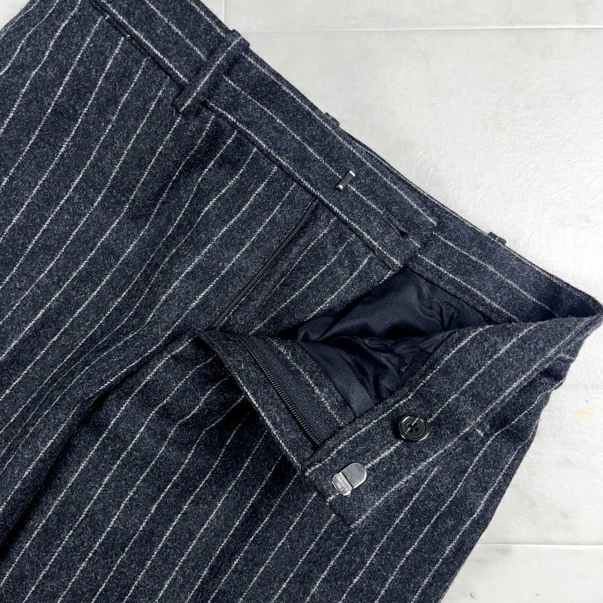  beautiful goods RALPH LAUREN Ralph Lauren cashmere . Ram wool stripe slacks pants bottoms lady's gray size 9*LC79