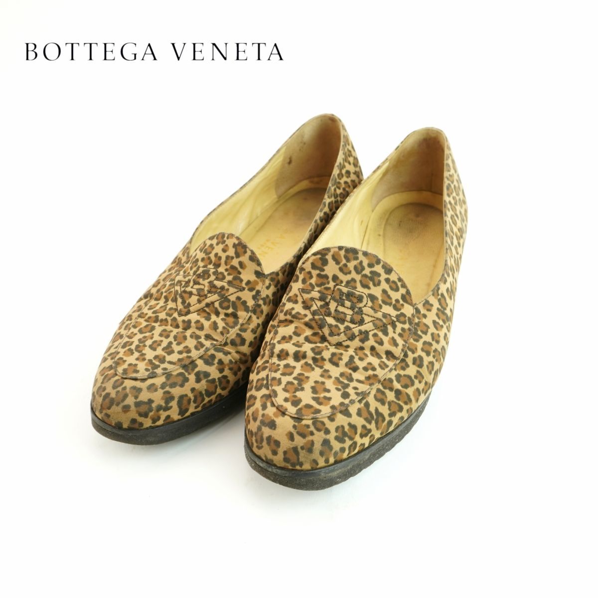 BOTTEGA VENETA ボッテガヴェネタ 22.5 フラットシューズ レオパード柄 ブラウン系/LC10の画像1
