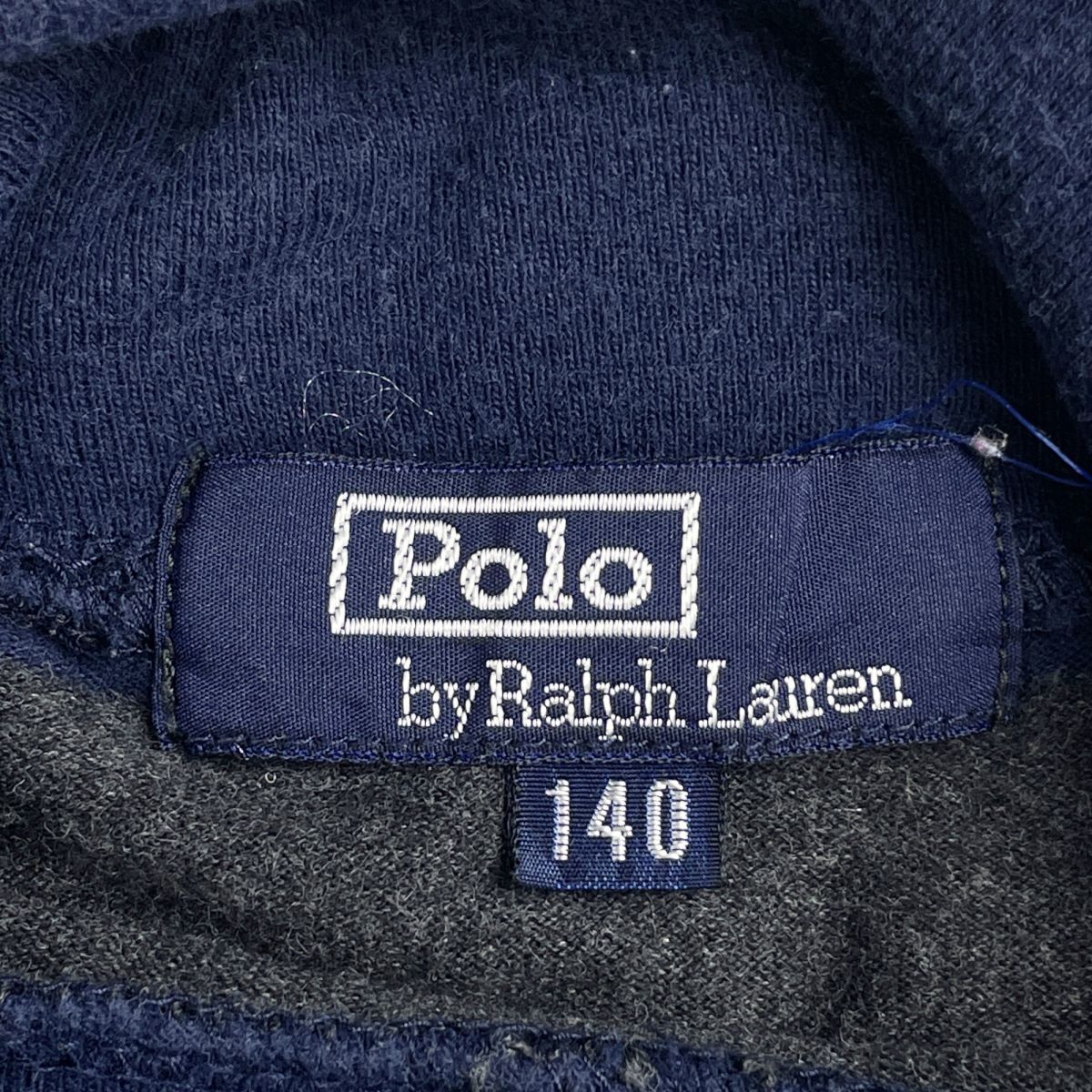 美品 Polo by RALPH LAUREN ポロバイラルフローレン キッズ ボーダー ハイネック長袖カットソー トップス 男の子 グレー サイズ140*LC226_画像5