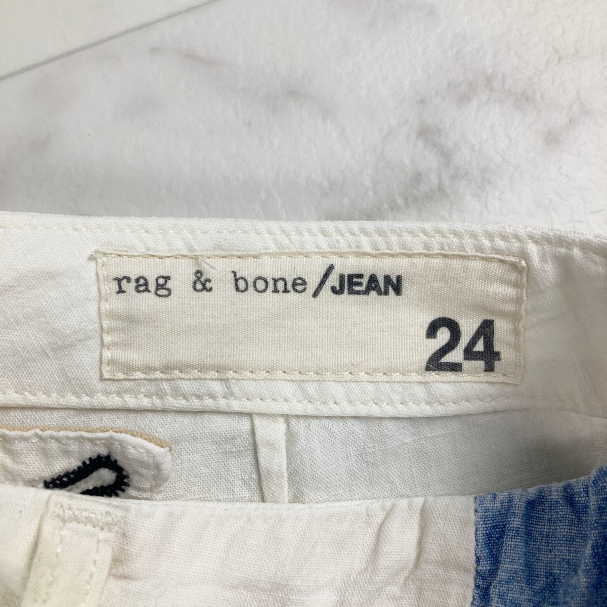 美品 rag & bone JEANS ラグアンドボーン ツートン 切替デニムカジュアルパンツ ボトムス レディース 白 ブルー サイズ24*LC235_画像5