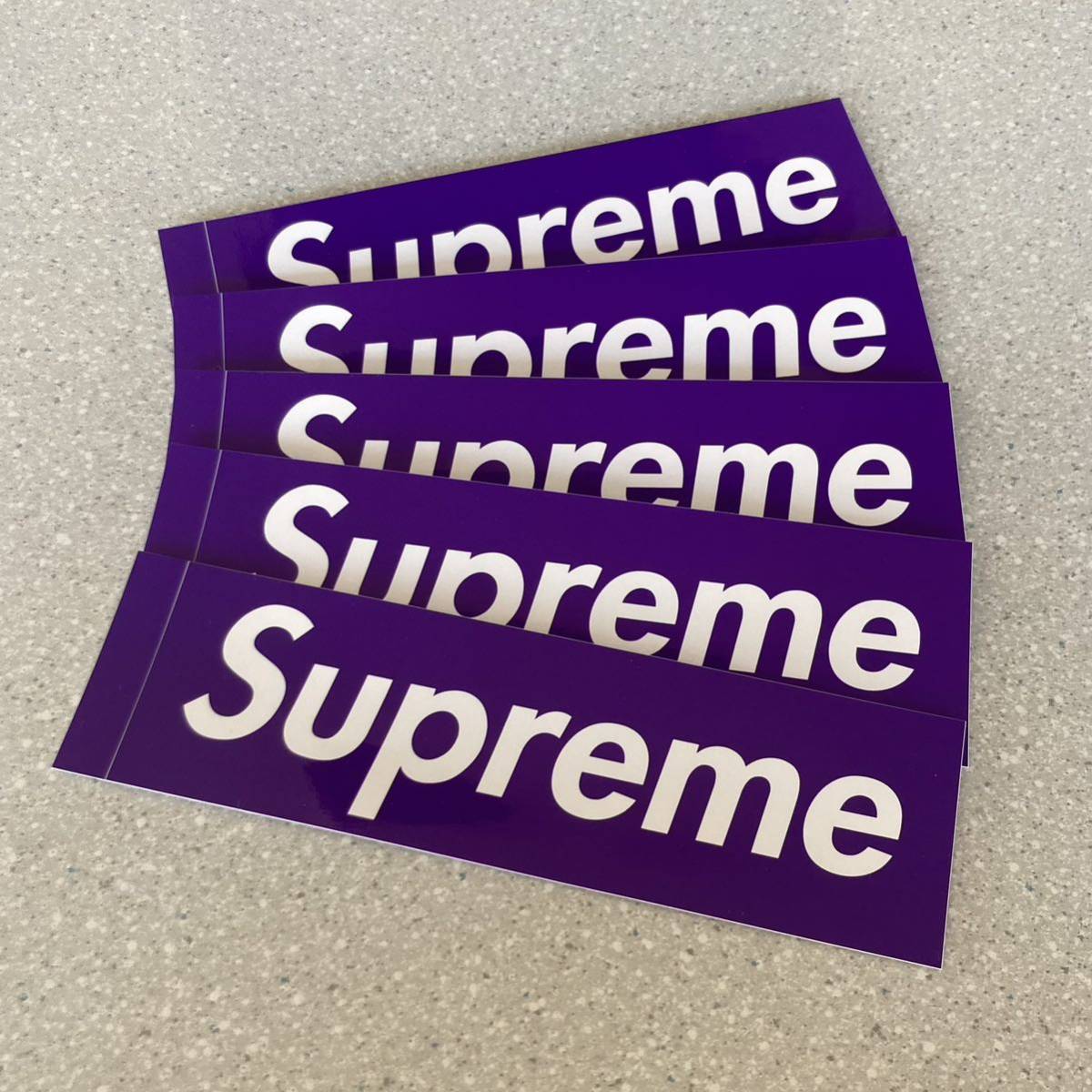 【5.7cm×20.3cm】Supreme シュプリーム Box Logo ステッカー 紫5枚 即決【正規品】_画像1