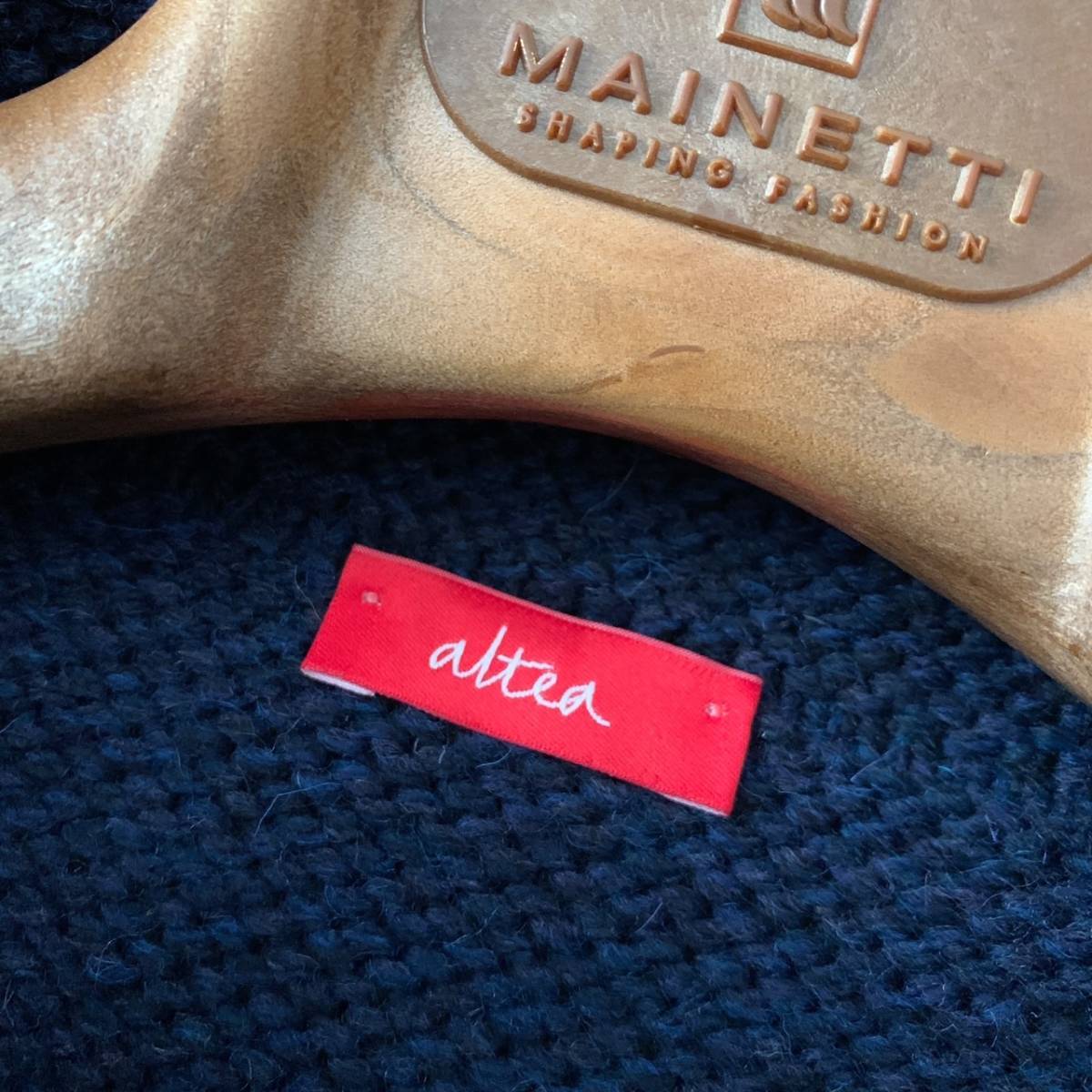 D14 美品 雰囲気抜群 Mサイズ『アルテア Altea』大人気のメランジニット ミックス ウール テーラード ニット ジャケット ブレザー ネイビー_画像5