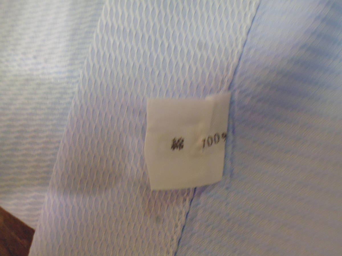 高級生地アルビニ使用　ドレスシャツ　ライトブルー　M_画像4
