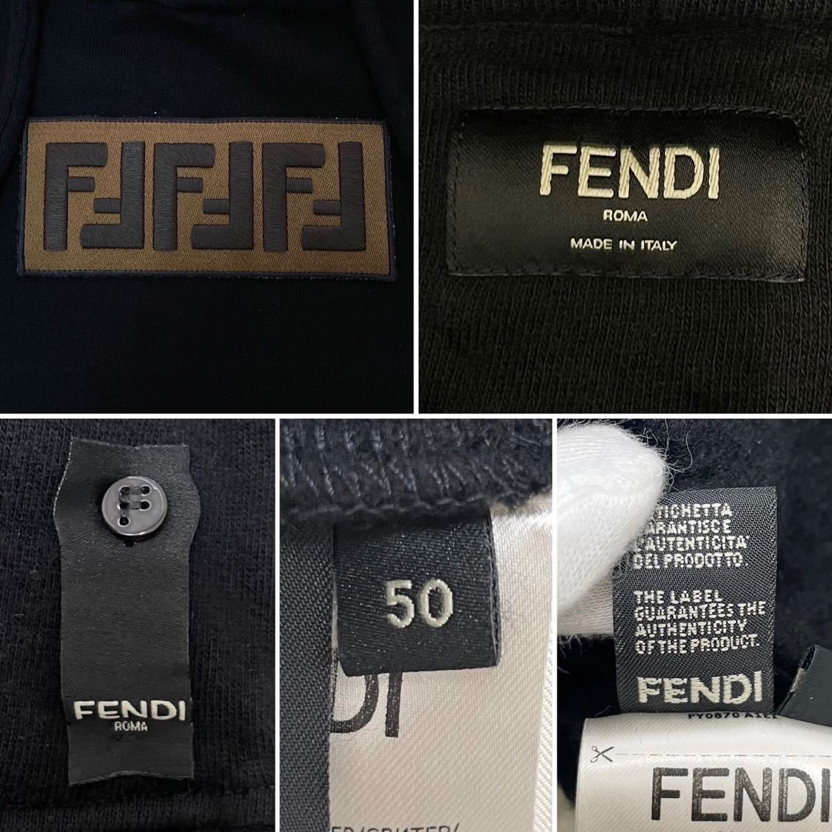 【定価15万】 フェンディ 『極上カシミヤ混』 FENDI パーカー フーディー スウェット ズッカ FF ボックスロゴ ブラック 黒 50 Lサイズ 20AW_画像8