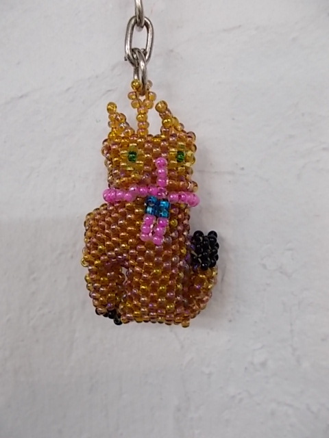  beads key holder cat .. cat beads knitting beadwork si-do beads beads Work hand made soft toy charm 1