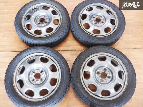 スズキ純正 MR31S MR41S ハスラー スチール ホイール 15インチ 4.5J +45 4穴 PCD100 4本 スタッドレス付 165/60R15 IG60 ★ 棚1A_画像1