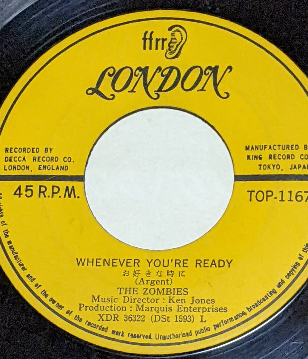 60's ゾンビーズ The Zombies (￥370 7inch)/ I好きさ好きさ好きさ I Love You / お好きな時に London Records TOP-1167 1965年の画像5