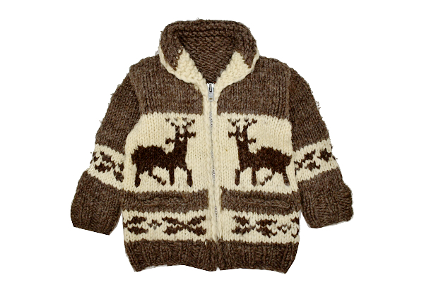 A-4577★CANADIAN SWEATER COMPANY カナディアンセーター★カナダ製 ジップ 肉厚 ウールニット カウチン ジャケット セーター KIDS 子供120_画像9