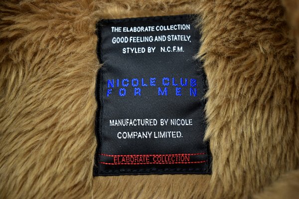 A-4645★新品★NICOLE CLUB for men ニコル クラブ フォーメン★カーキグリーン 裏地ファー ランチ ムートン ジャケット コート 46 _画像2