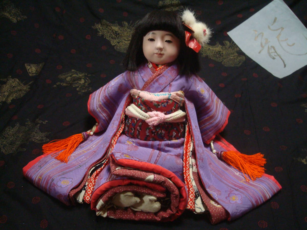 市松さんビスクさん創作人形さんに・12号・アンテーク漆縮緬お着物セット”孟春！”_画像1