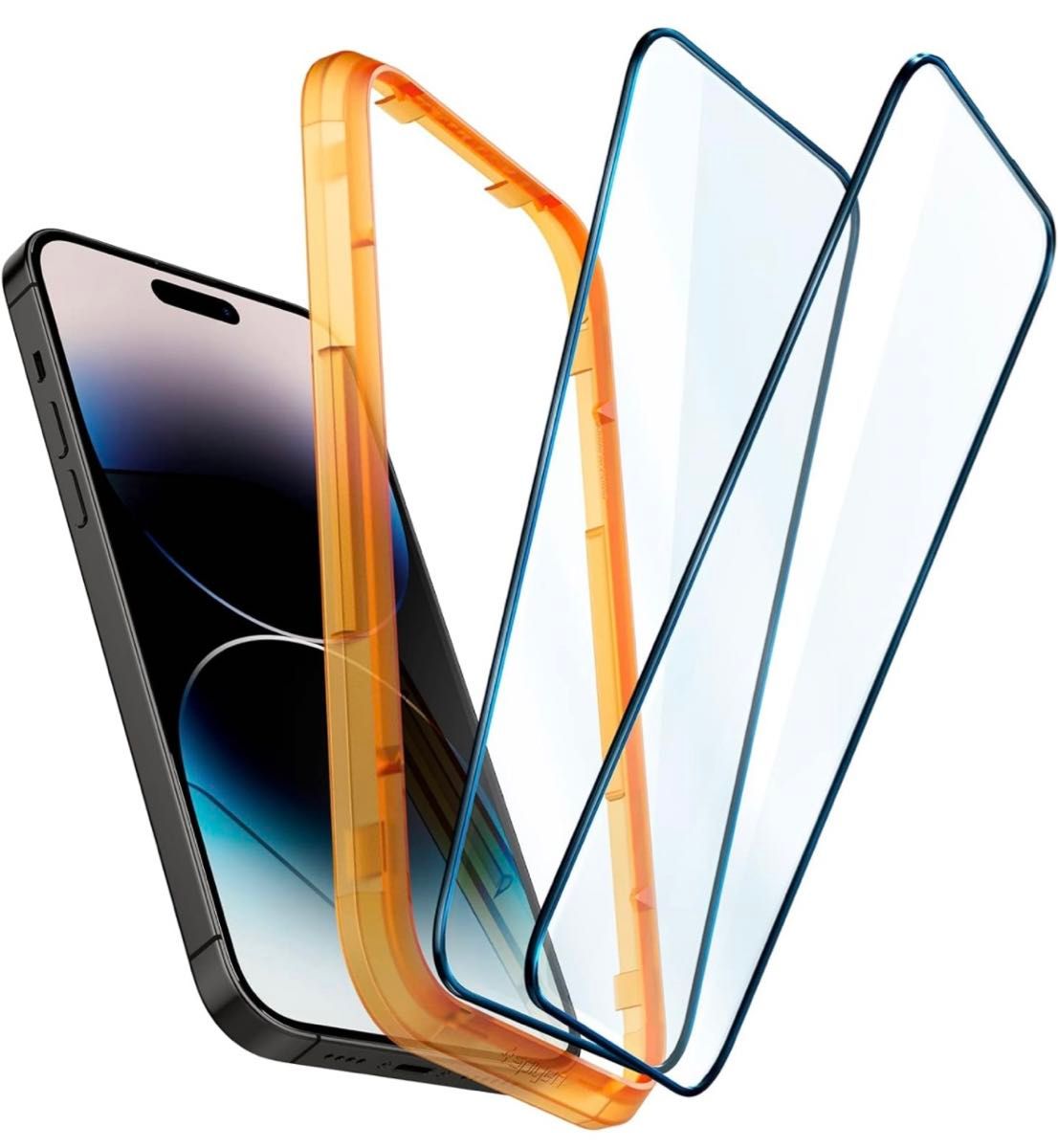 Spigen AlignMaster 全面保護 ガラスフィルム ガイド枠付き iPhone14Pro 対応 保護 2枚入