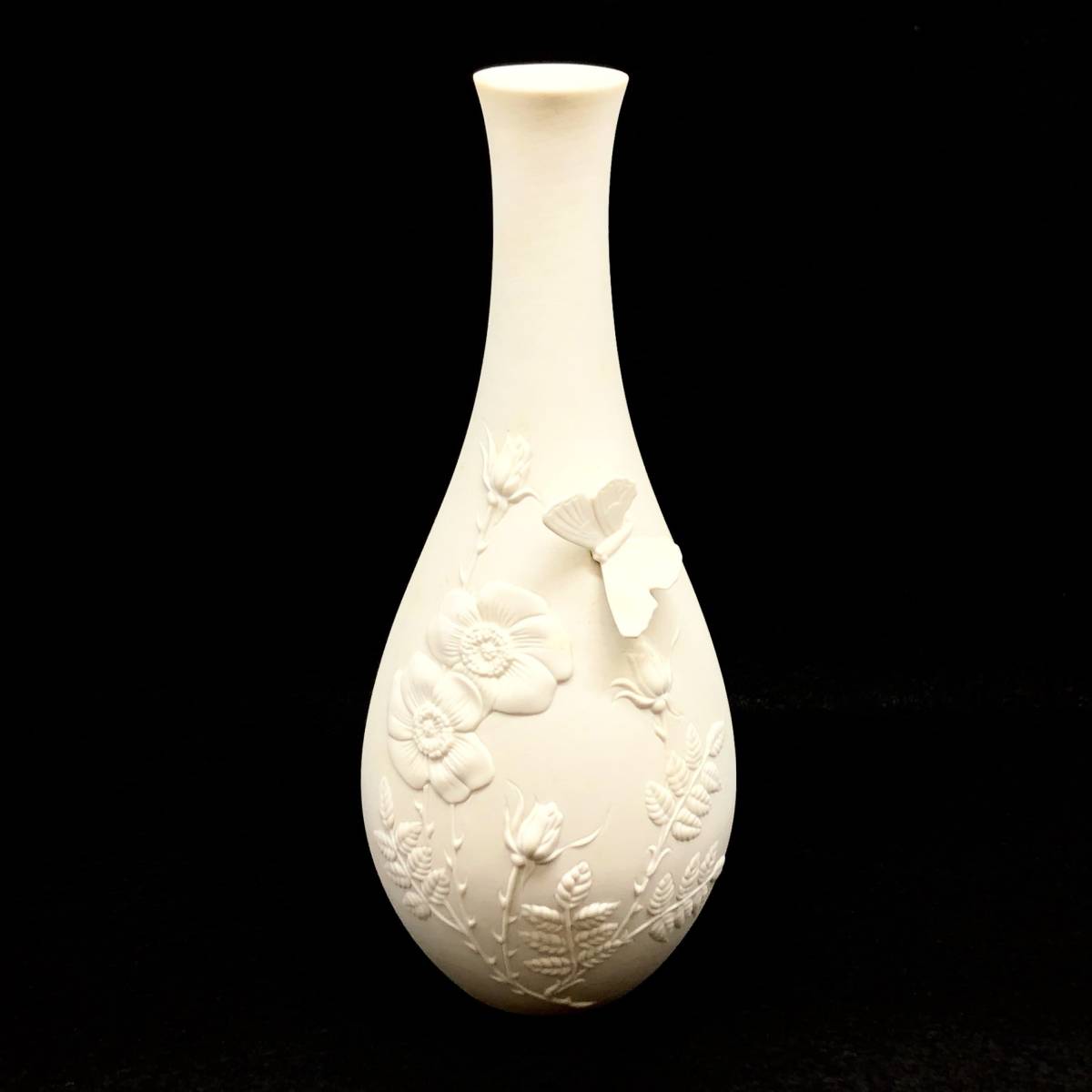 BAVARIA TIRSCHENREUTH 1838 花瓶 ババリア ティルシェンロイト 花器 一輪挿し 陶器 フラワーベース 花 蝶 ホワイト インテリア #8750-1_画像2