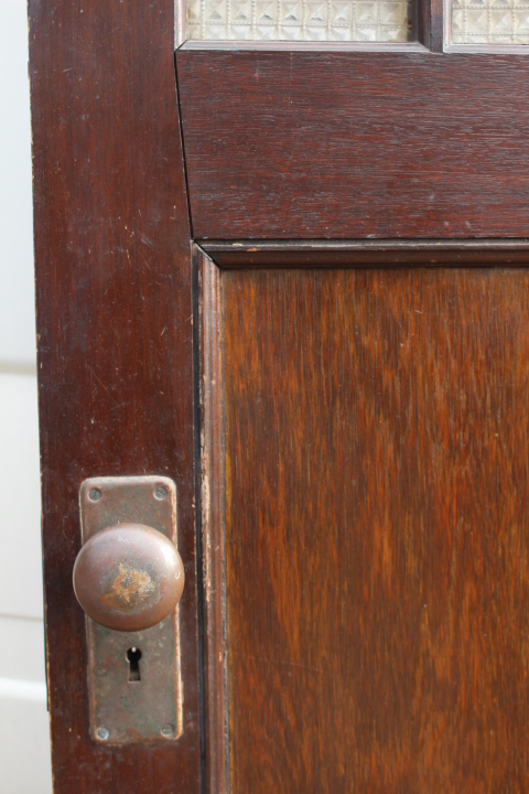 [ receipt limitation (pick up) ] prompt decision #. pavilion [ antique glass ] door # width 73cm# brass door knob cover hinge # wooden door door old fittings Showa Retro old tool antique Vintage 