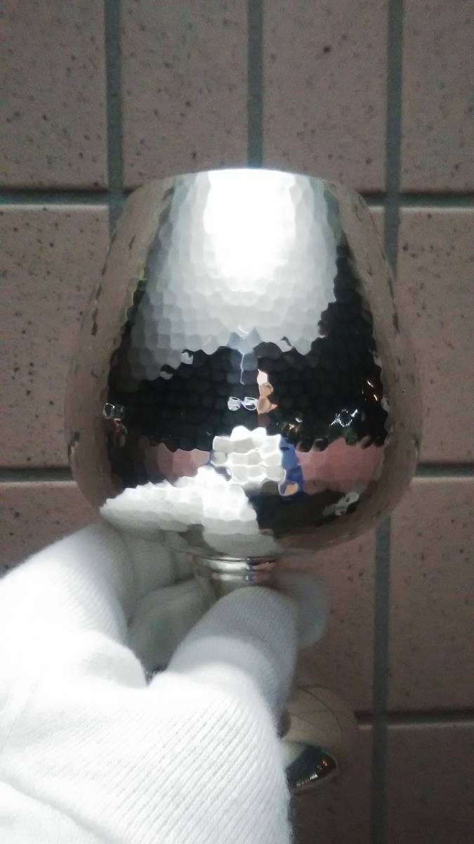 銀製杯 ブランデーグラス 約153g 銀座宮本商行 銀器 SILVERゴブレット 酒器盃 槌目シルバーカップ ワイングラス