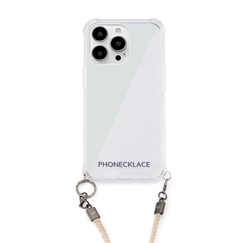 まとめ得 PHONECKLACE ロープショルダーストラップ付きクリアケース for iPhone 13 Pro ベージュ PN21604i13PBG x [2個] /l