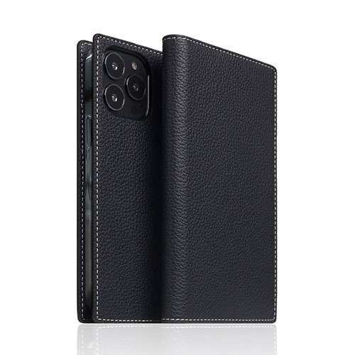 SLG Design Full Grain Leather Case for iPhone 13 Pro Max 手帳型ケース ブラックブルー SD22143i13PMBB /l_画像1